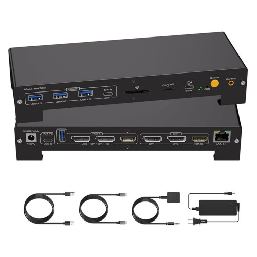 KVM  3 Monitors 2 Computers , 4K@60Hz -Compatible USB C ,4K@120Hz  ,Support 100W PD Charging US