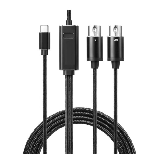 MIDI to USB Cable USB-C MIDI Interface, Plug &  for Keyboard/Synthesizer/Piano/Drum Machine