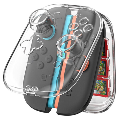 Transparent Storage Case for  2 Joy-Cons Handle Dust-Proof Protective Case with Game Card Slots Hard Shell Box