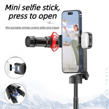 Phone Photograph Aid with 2 Fill Lights Zoom Pocket Selfie Stick Retractable BT SLR Grip Photograph Assist Device