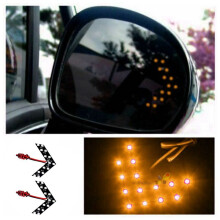 6PCS Universal 14-SMD Car Side Rearview Mirror Turn Signal LED Lights Blinker Retrofit Yellow Light