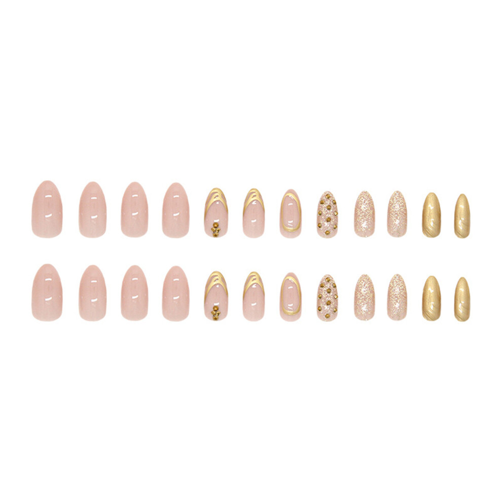 Roc-Electron Pink Champagne Press On Nails - Reusable & Long Lasting