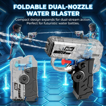 (Transparent Black) Foldable Kids Water Gun - Double Nozzle Spray Toy