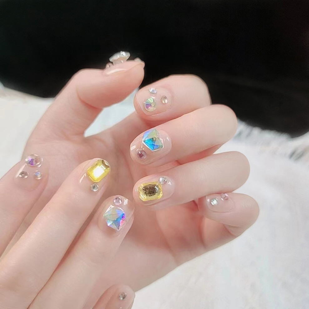 Roc-Electron (Standard) Shiny Rhinestone Fake Nails For Beginners (50 Char)