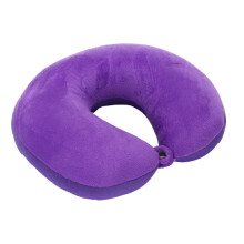 (Purple) Travel Pillow with Buckle, Soft U-Shaped Neck Support