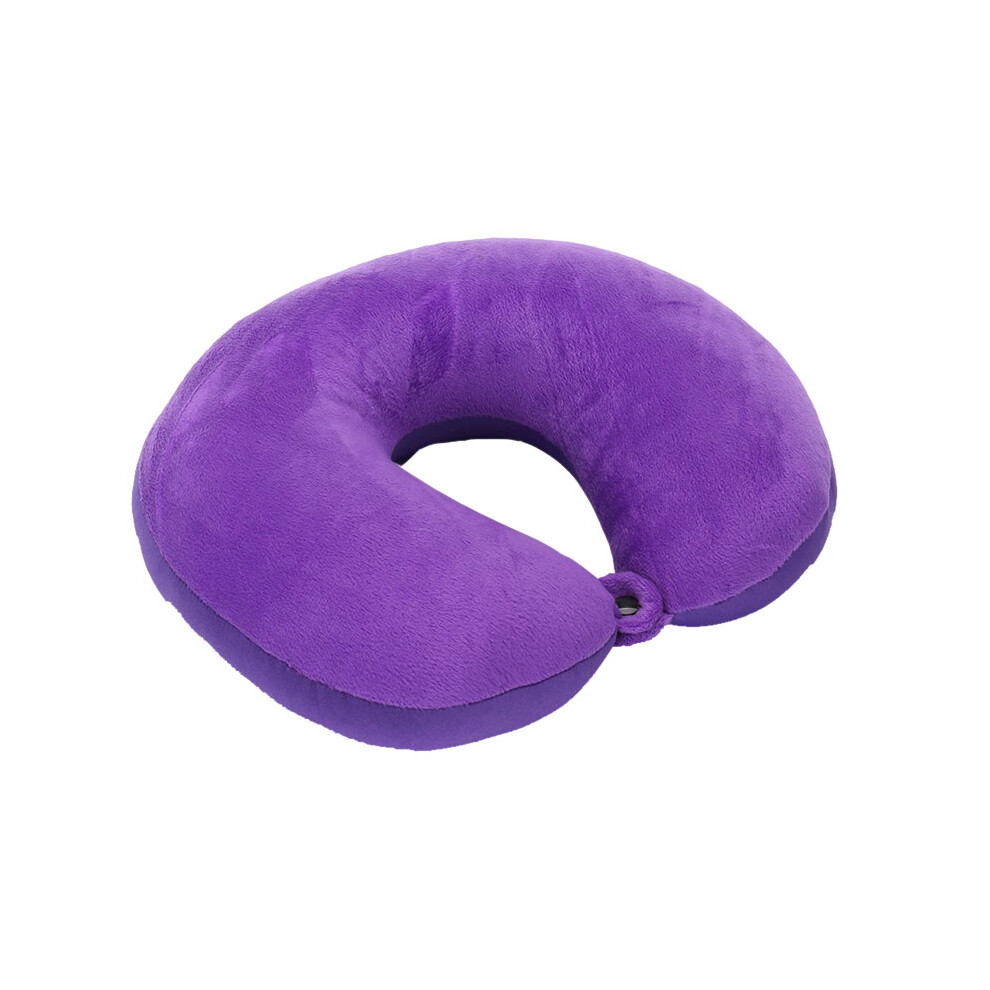 (Purple) Travel Pillow With Buckle, Soft U-Shaped Neck Support Purple 6001832392237