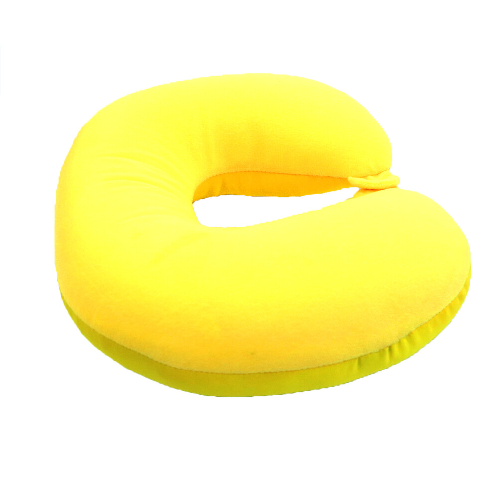 (Yellow) Travel Pillow With Buckle, Soft U-Shaped Neck Support Yellow 6001832392206
