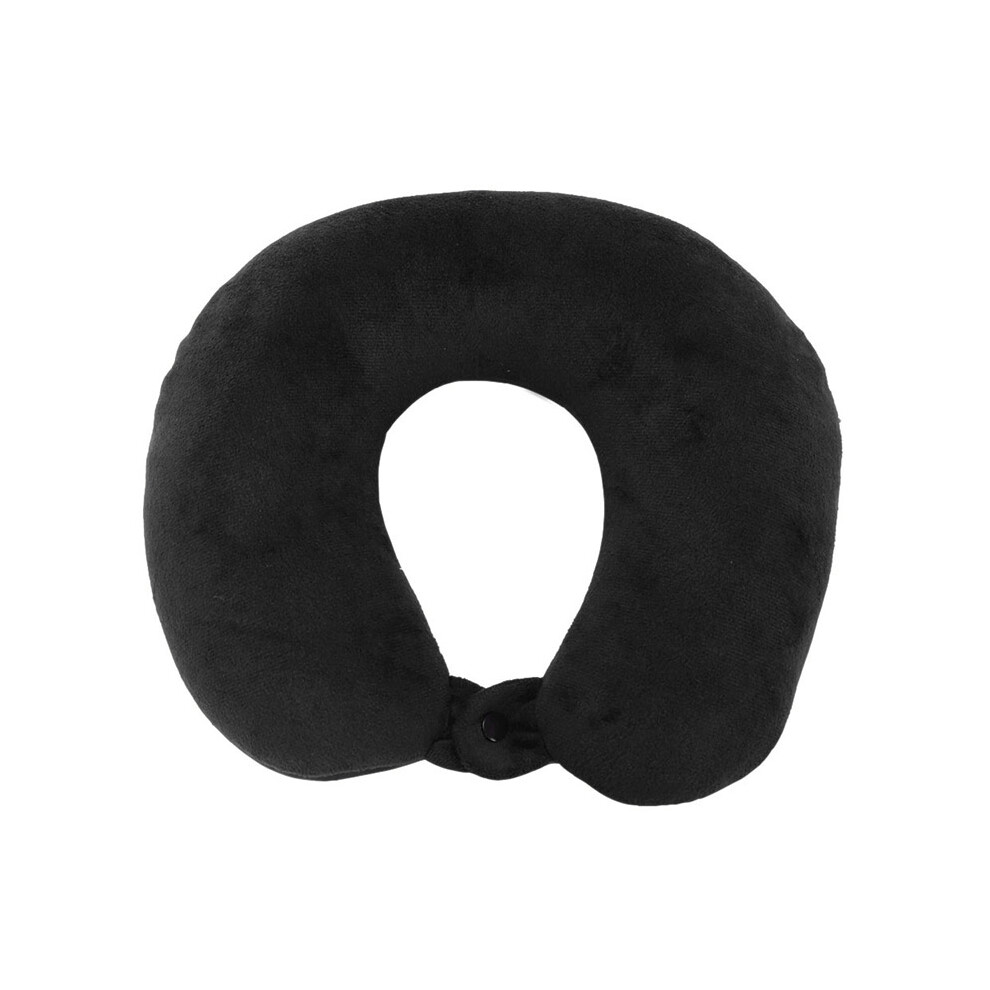 (Black) Travel Pillow With Buckle, Soft U-Shaped Neck Support Black 6001832392268