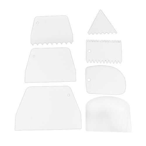 7 Pcs Dough Cake Scraper,Plastic Icing Scraper Cake Smoother,Dough & Bench Scraper for Baking,Bread Scraper Tools