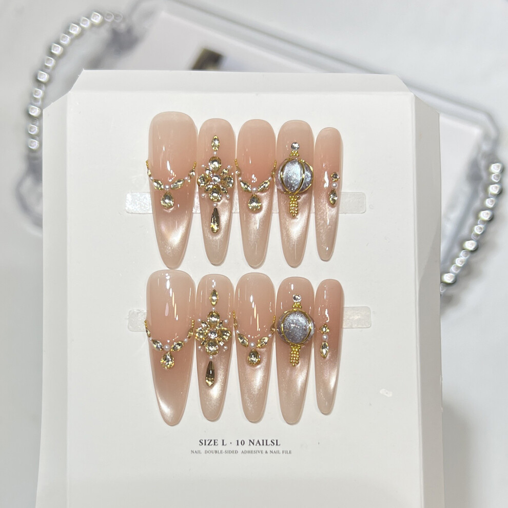 Hue-Grain (Xs) Festival Cat Eye Press-On Nails, 10Pcs