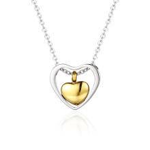 Collana di Ceneri di Animali Domestici in Acciaio Inossidabile con Gioielli Commemorativi A Doppio Cuore Apribili in Oro