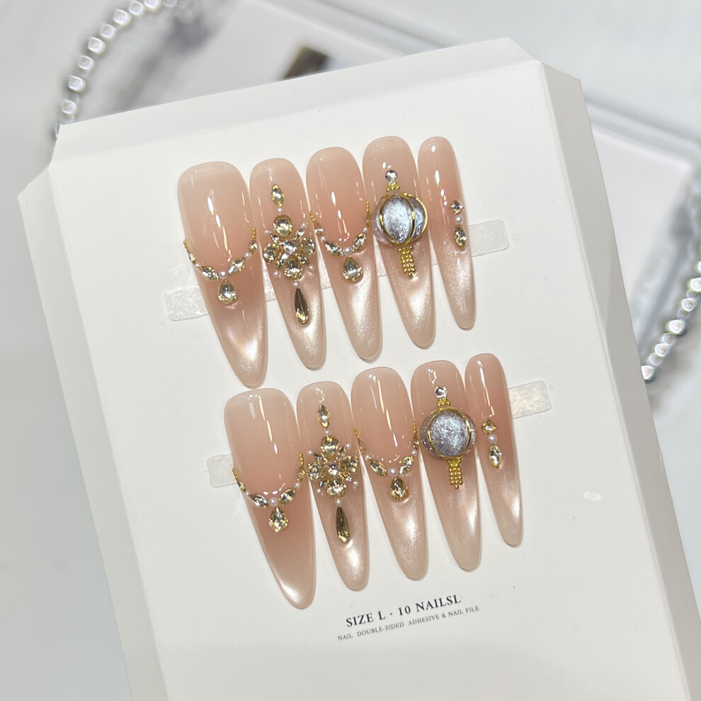 Roc-Electron (M) Festival Cat Eye Press-On Nails, 10Pcs