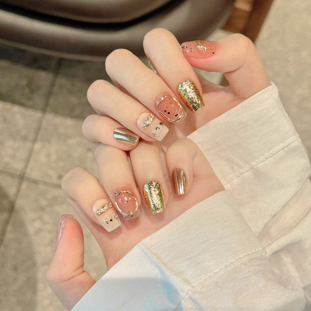 Roc-Electron (Xs) Glossy Fake Nails With Mirror Powder, Zero Pressure