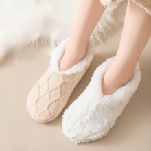 Floor socks for adults in winter, thickened and warm shoes and socks for women at home, anti slip and warm foot socks, lamb wool shoes and socks