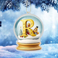 Yellow Crystal Acrylic Alphabet Ornament for Christmas Tree