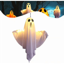 Halloween Hanging Ghost Decor, Light-Up Flying Ghost with Adjustable Poses, 20IN Battery-Operated, Indoor/Outdoor