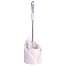 GUIGUI Toilet Brush & Holder Set, Stainless Steel Handle, Under-Rim Canister, Drip-Proof, Corner Storage (Beige)