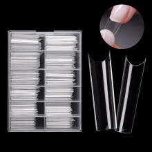 480 stuks/doos nageltips C-vormig, buisvormig, transparant, lang vierkant, doodskistvormig, kunstnageltips voor manicure, transparant