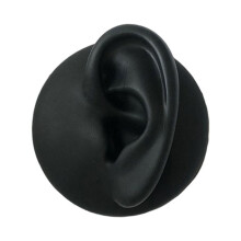 Simulation Ear Model Silicone Skin- Model Black Practice Piercings for Jewelry Display Teaching Tool Ear Massage Ear Studs - Left Ear Black