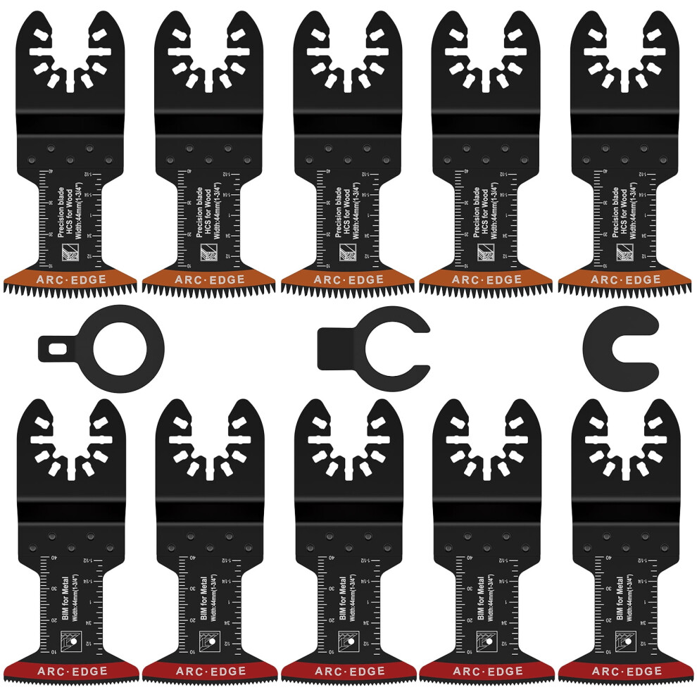 10Pcs Oscillating Saw Blades Set Â Bi-Metal, Curved-Edge, Japanese Teeth, High-Carbon Steel, Compatible With Oscillating Tools 9028731216621