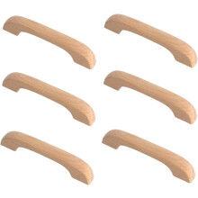 6Pcs Wooden Handles for Kids Room Furniture – Beech Wood, Double/Single Hole, 128mm Round, Compatible with Drawer & Cabinet