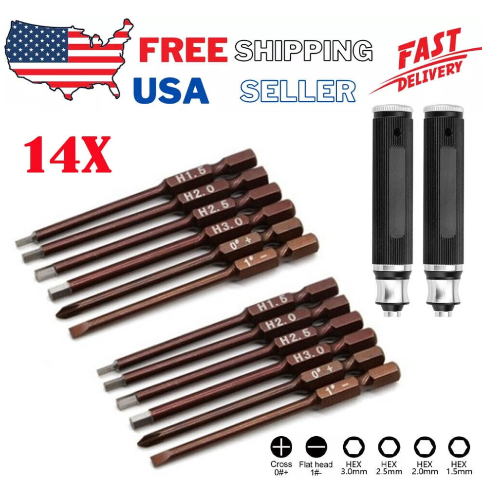 14Pcs Metric Hex Bit Head Allen Wrench Drill Bit Set Tool Screwdriver Metal 9028731144719