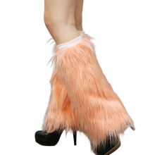 harmtty 1 Pair Female Leggings Medium Tube Solid Soft Anti-cold Warm Keeping Faux Fur Knee-length Hipster Warm Sock for Daily,Orange