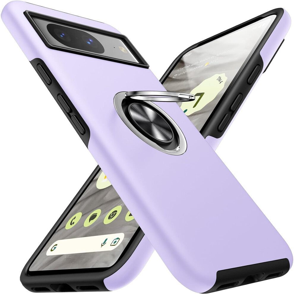 Slim Fit Google Pixel 8 Case With Ring Holder & Kickstand – Military Grade Drop Tested, Tpu+Pc Dual Layer Shockproof – Compatible With Google 9028731144924