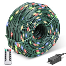 1000 LED vianočné reťazové osvetlenie, 330 stôp, zelený drôt, vonkajšie dekoratívne rozprávkové osvetlenie s 8 režimami, diaľkový
