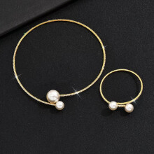 Conjunto de colar gargantilha de pérolas, conjunto de joias de noiva para casamento, ideal para mulheres e noivas.