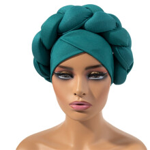 Boho-Stirnbänder mit geflochtenem Turban für Damen – Seidige afrikanische Kopftücher, Haarbänder und -schals (Grün), geeignet für alle