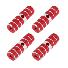 Conjunto de 4 apoios para os pés de bicicleta, rosca de 9 mm, formato cilíndrico, em liga de alumínio, cor vermelha, universais.