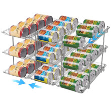 Organizador de latas transparente de 3 niveles para despensa: apilable, portavasos transparente, modular y de fácil instalación.