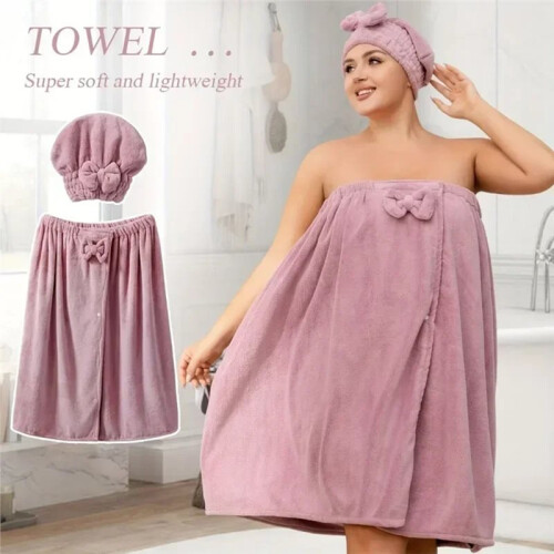 Ensemble Jupe de Bain Ajustable  Taille et Bonnet de Bain à Séchage Rapide, Blanc Corail Doux 2