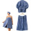 Ensemble Jupe de Bain Ajustable  Taille et Bonnet de Bain à Séchage Rapide, Bleu Corail Doux 2