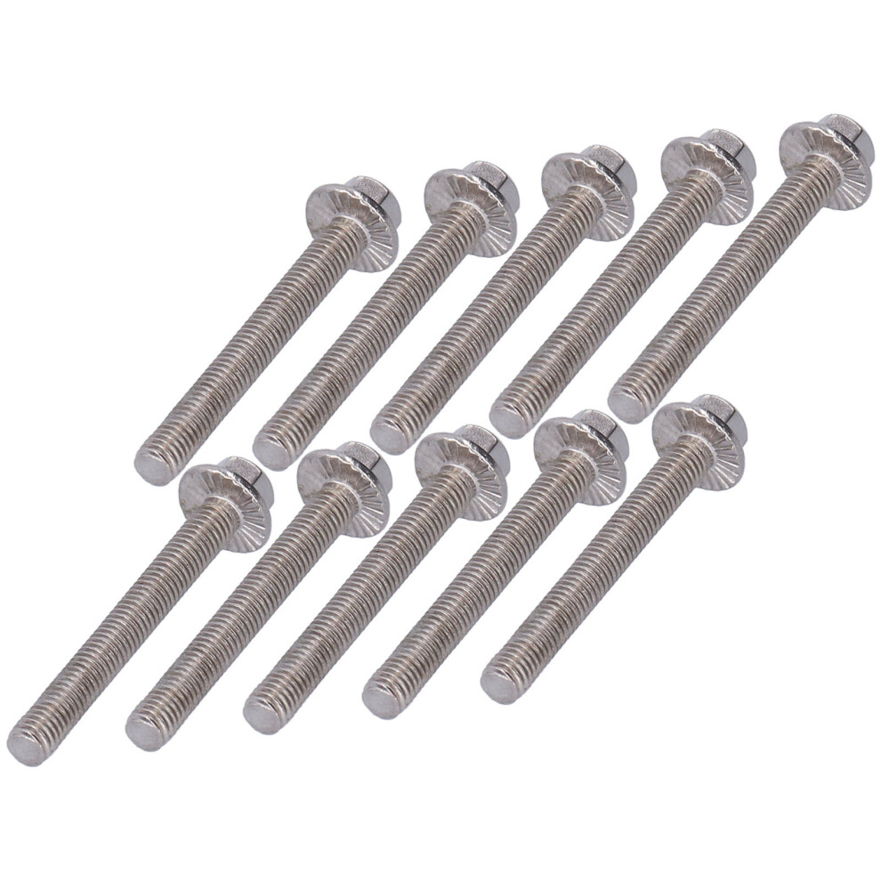 10Pcs Stainless Steel M5 Flanged Hex Head Bolts 40Mm, Silver 8151390743496