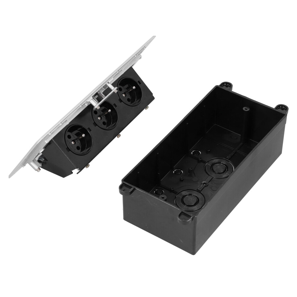 Recessed Power Socket 3-Outlet, 16A/10A, Aluminum Alloy Design 8401390743591