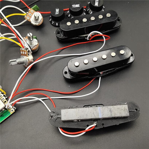 Set med Enkelspolad Gitarrpickup och 250K-Kablage för ST Elgitarr, Vit 1