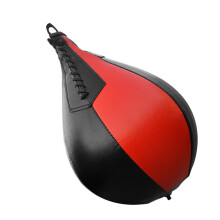 PU-Leder Box-Speedball-Set 18 cm mit Pumpe - Schwarz/Rot/Weiß
