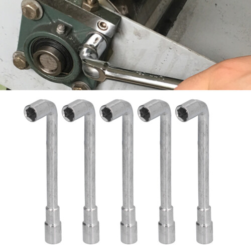 5Pcs L-Shaped Socket Wrench Set, Chrome Steel, Silver White
