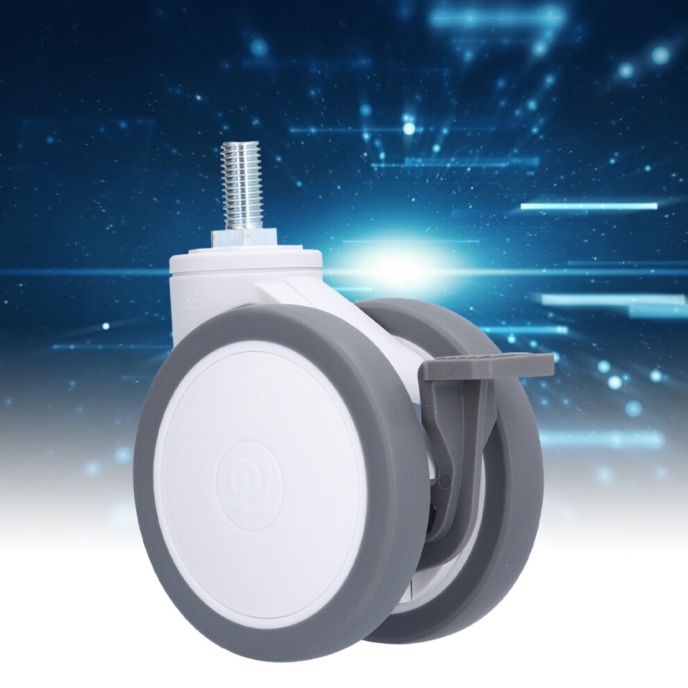 Heavy Duty Caster Wheel Tpr Silent Swivel Castors With Brake M12 Thread 4In 8731390744015