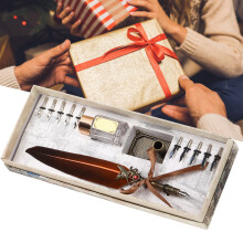 Vintage Federschreiber-Set Geschenkbox – Braun, 30,7 x 12,2 x 4,1 cm