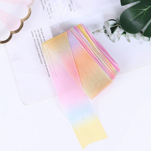 Chiffon Ribbon Multi Color Gradient Rainbow 1Pcs 36x1.5in 2