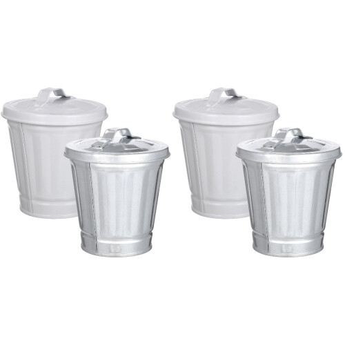 4Pcs Assorted Color Iron Small Trash Cans Tiny Desktop Garbage Bins 1