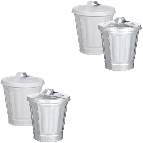 4Pcs Assorted Color Iron Small Trash Cans Tiny Desktop Garbage Bins 2