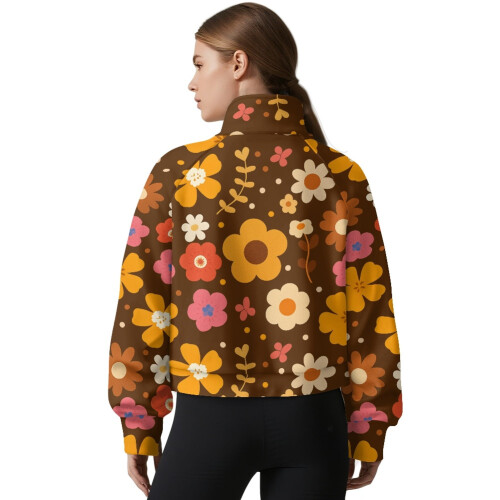 Women's Oversized Half-Zip Sweatshirt with Thumbholes and 1