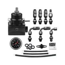 Adjustable Fuel Pressure Regulator Kit Oil 0-100psi Gauge -6AN Black