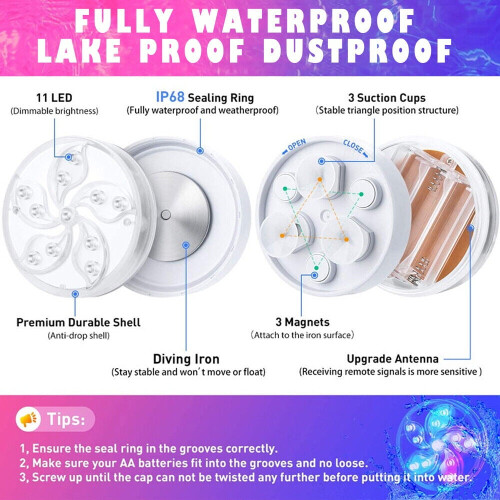 τεμάχια φωτιστικό πισίνας RGB LED λάμπα υποβρύχια χρωματιστά διακοσμητικά φώτα 2