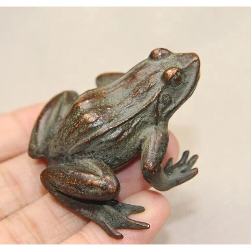 Brass Frog Animal Statue Small Tabletop Figurine 1