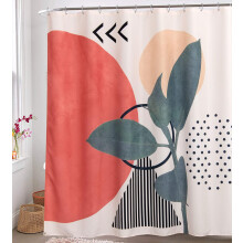 Perdea de duș abstractă boho, design frumos cu motive naturale din frunze, decor minimalist pentru casă, material rezistent la apă, 100%